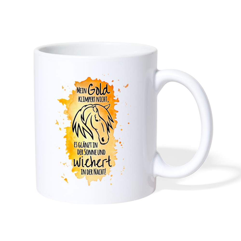 "Mein Gold wiehert" Aquarell-Stil - Tasse weiß - weiß