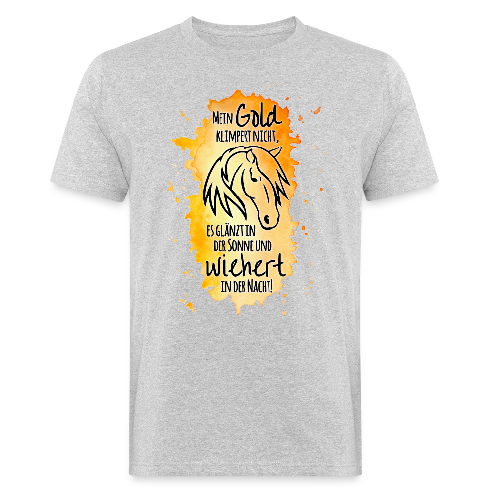 "Mein Gold wiehert" Aquarell-Stil - Männer Bio-T-Shirt - Grau meliert