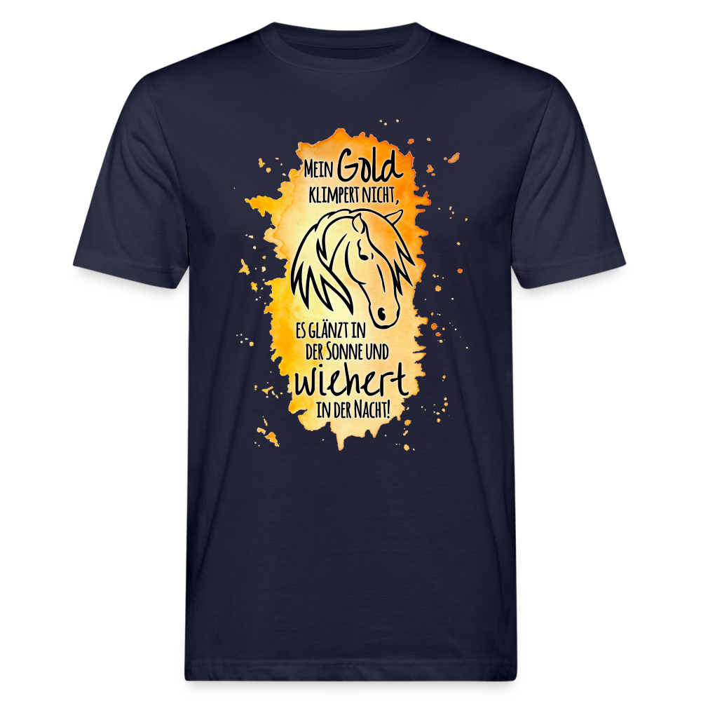 "Mein Gold wiehert" Aquarell-Stil - Männer Bio-T-Shirt - Navy