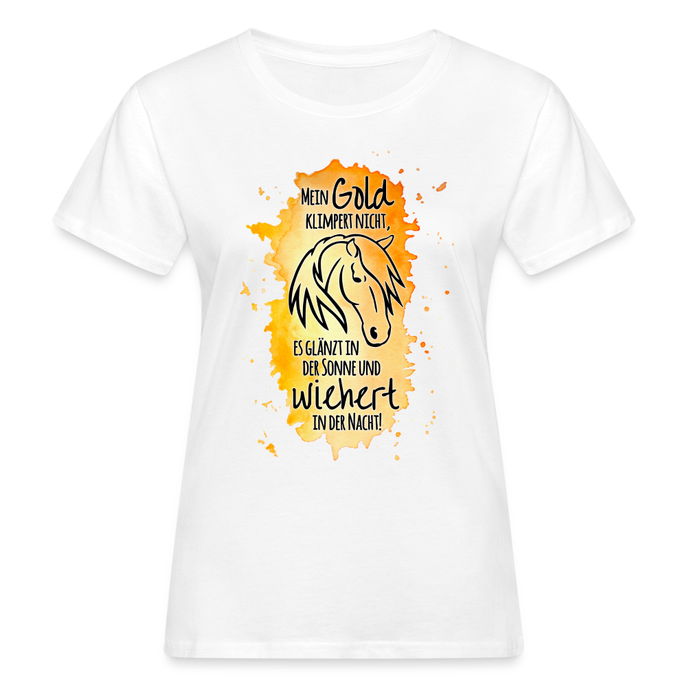 "Mein Gold wiehert" Aquarell-Stil - Frauen Bio-T-Shirt - weiß