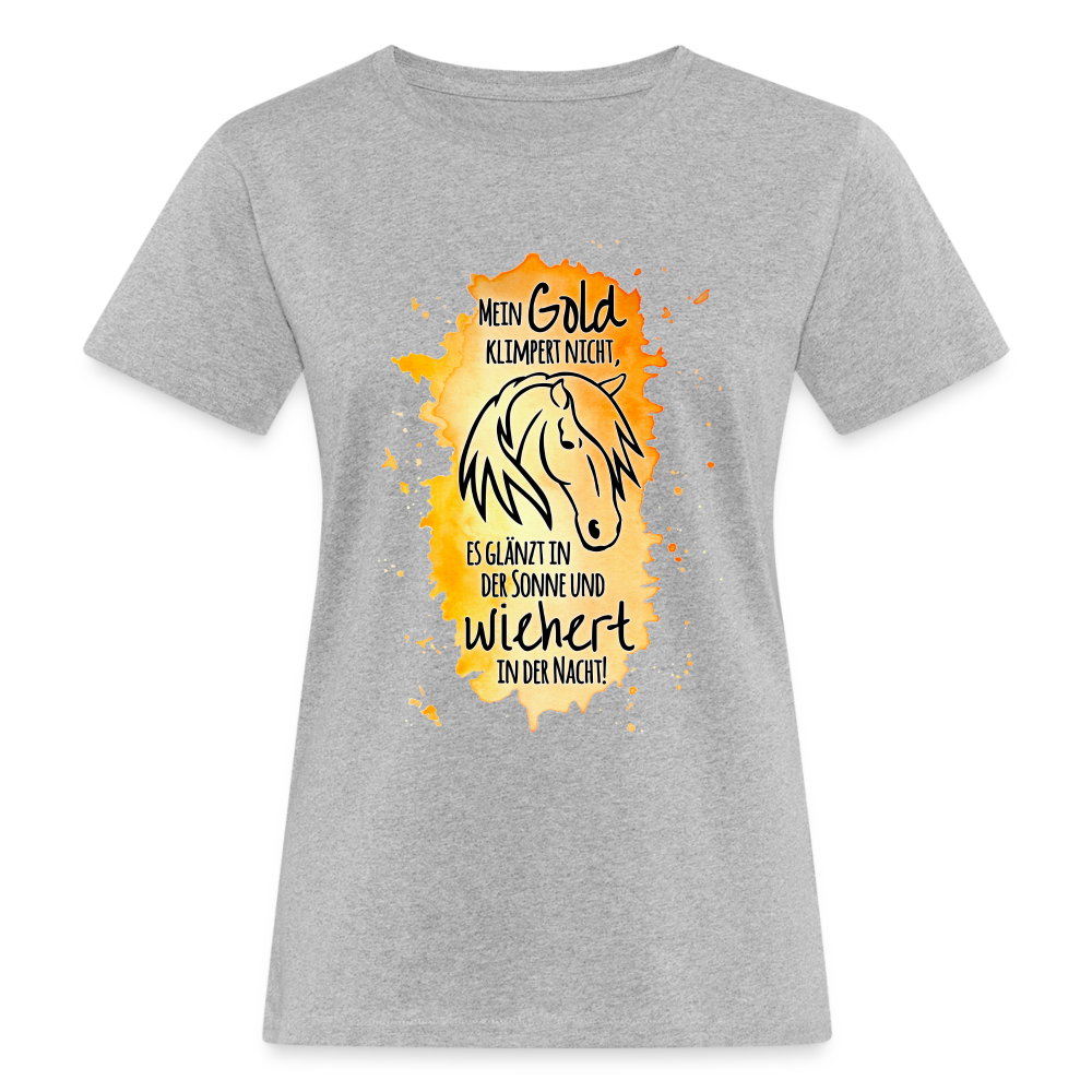 "Mein Gold wiehert" Aquarell-Stil - Frauen Bio-T-Shirt - Grau meliert