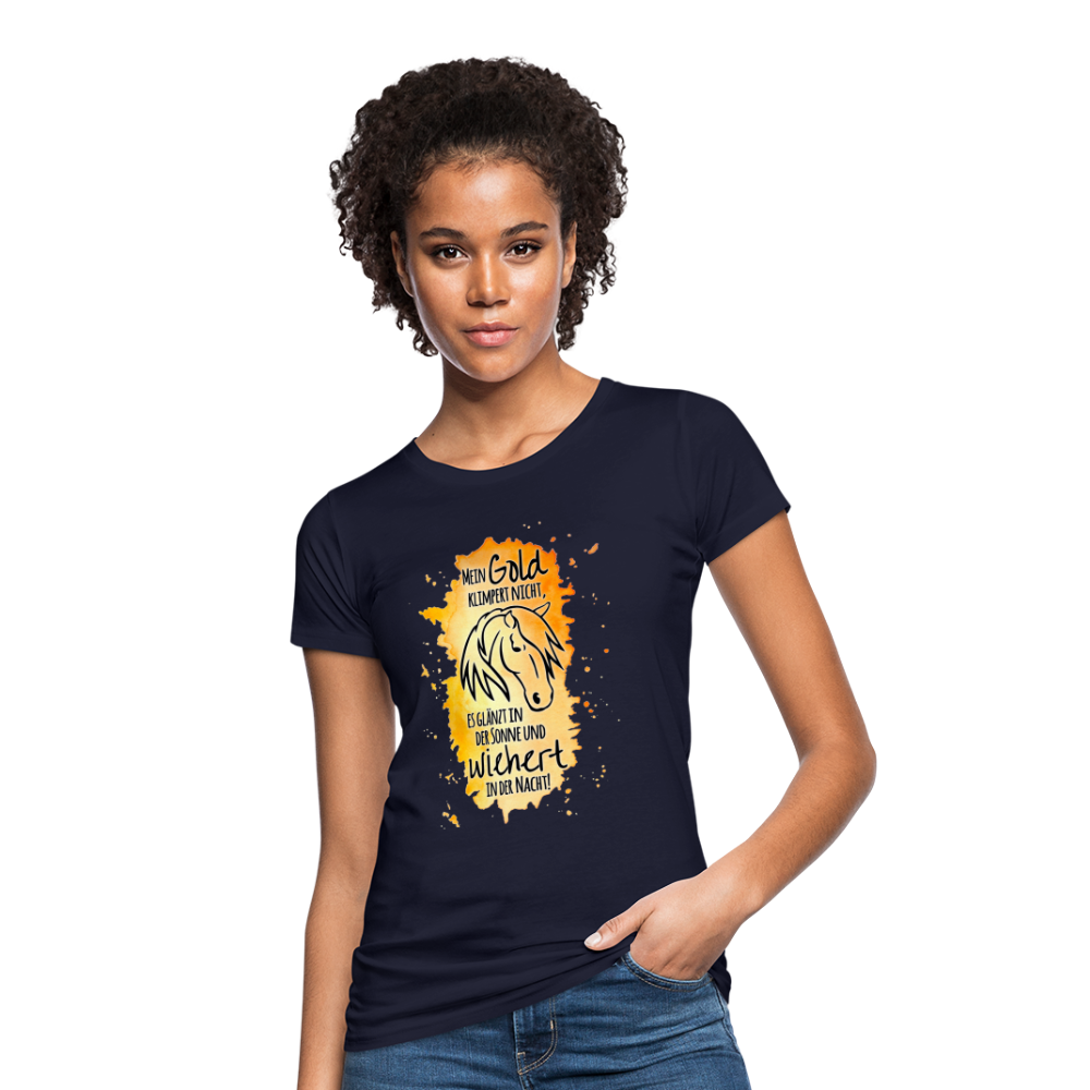 "Mein Gold wiehert" Aquarell-Stil - Frauen Bio-T-Shirt - Navy