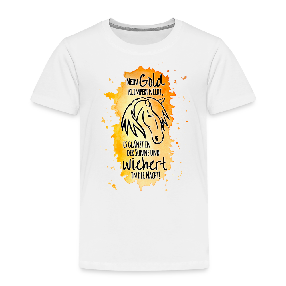 "Mein Gold wiehert" Aquarell-Stil - Kinder T-Shirt - weiß