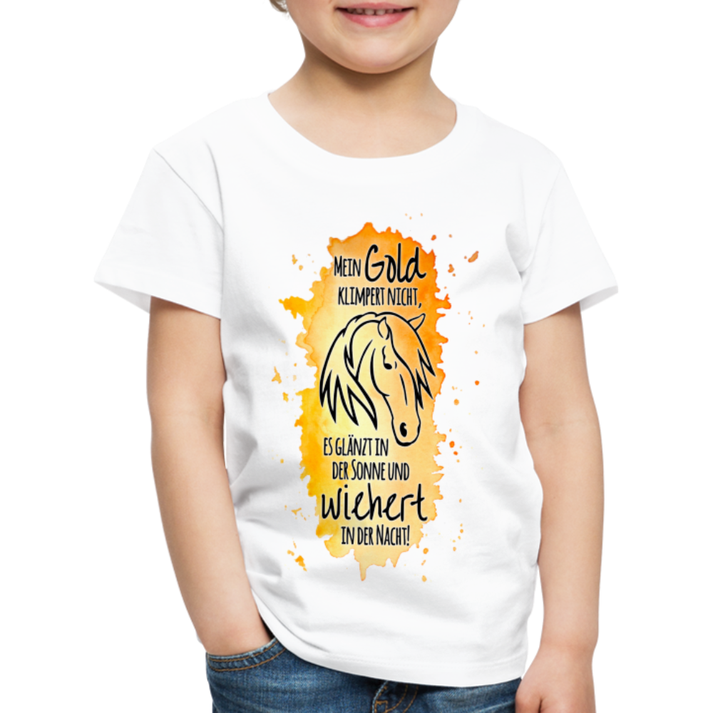 "Mein Gold wiehert" Aquarell-Stil - Kinder T-Shirt - weiß