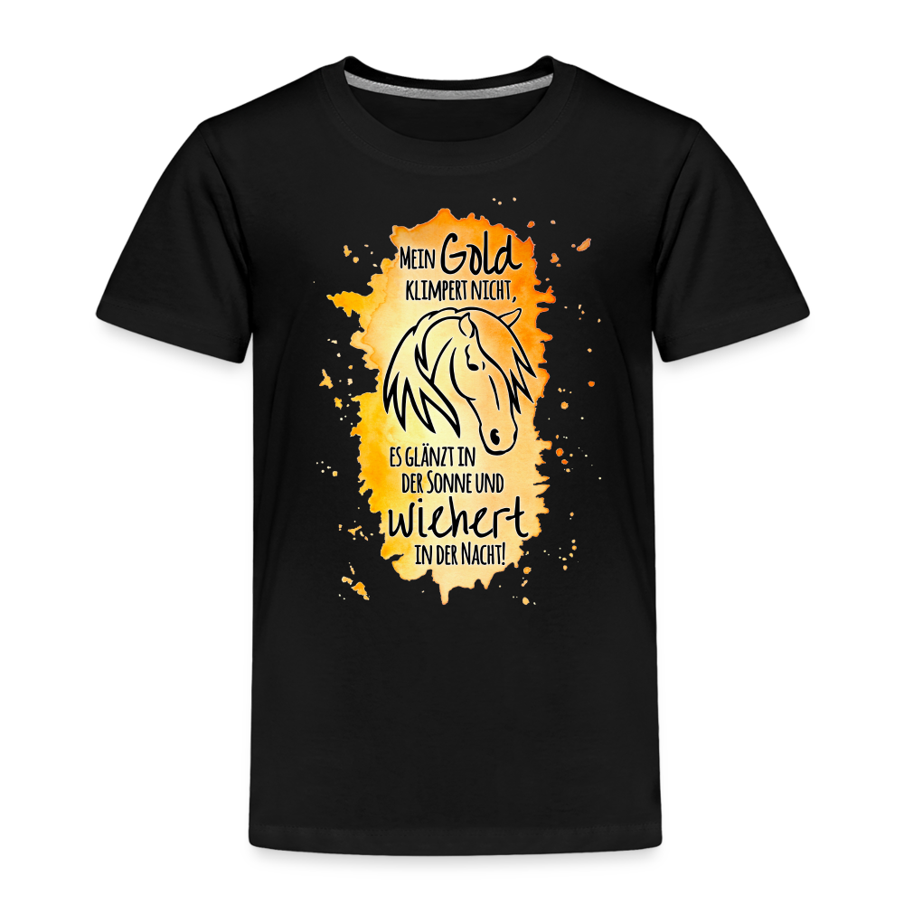 "Mein Gold wiehert" Aquarell-Stil - Kinder T-Shirt - Schwarz