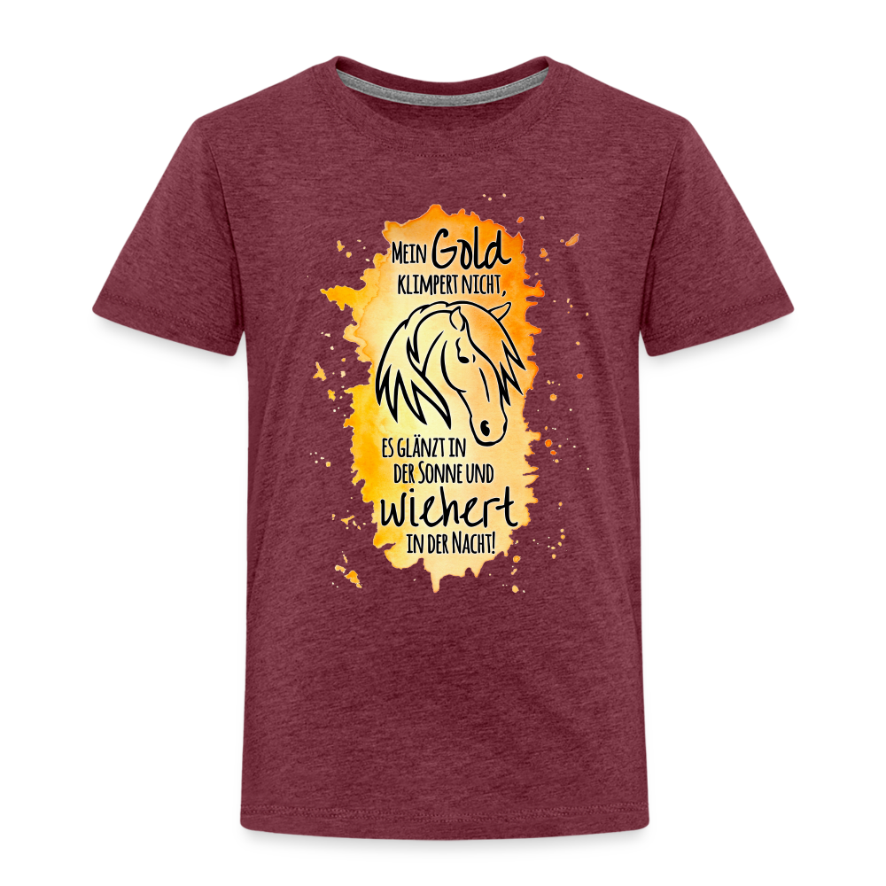 "Mein Gold wiehert" Aquarell-Stil - Kinder T-Shirt - Bordeauxrot meliert