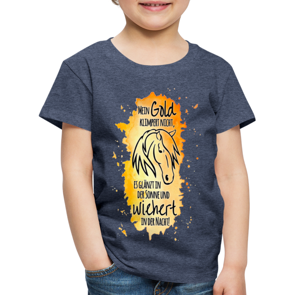 "Mein Gold wiehert" Aquarell-Stil - Kinder T-Shirt - Blau meliert