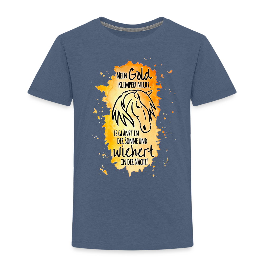 "Mein Gold wiehert" Aquarell-Stil - Kinder T-Shirt - Blau meliert