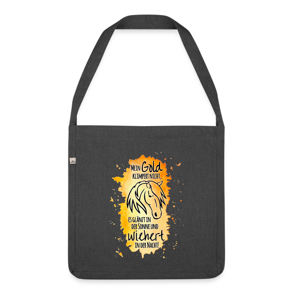 "Mein Gold wiehert" Aquarell-Stil - Schultertasche - Schwarz meliert