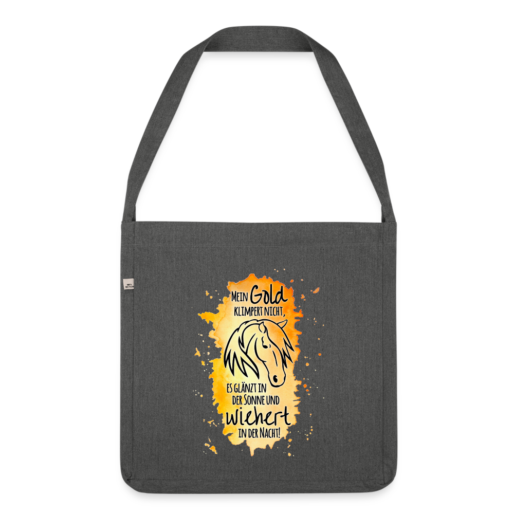 "Mein Gold wiehert" Aquarell-Stil - Schultertasche - Dunkelgrau meliert
