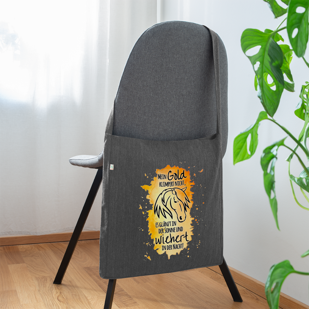 "Mein Gold wiehert" Aquarell-Stil - Schultertasche - Dunkelgrau meliert