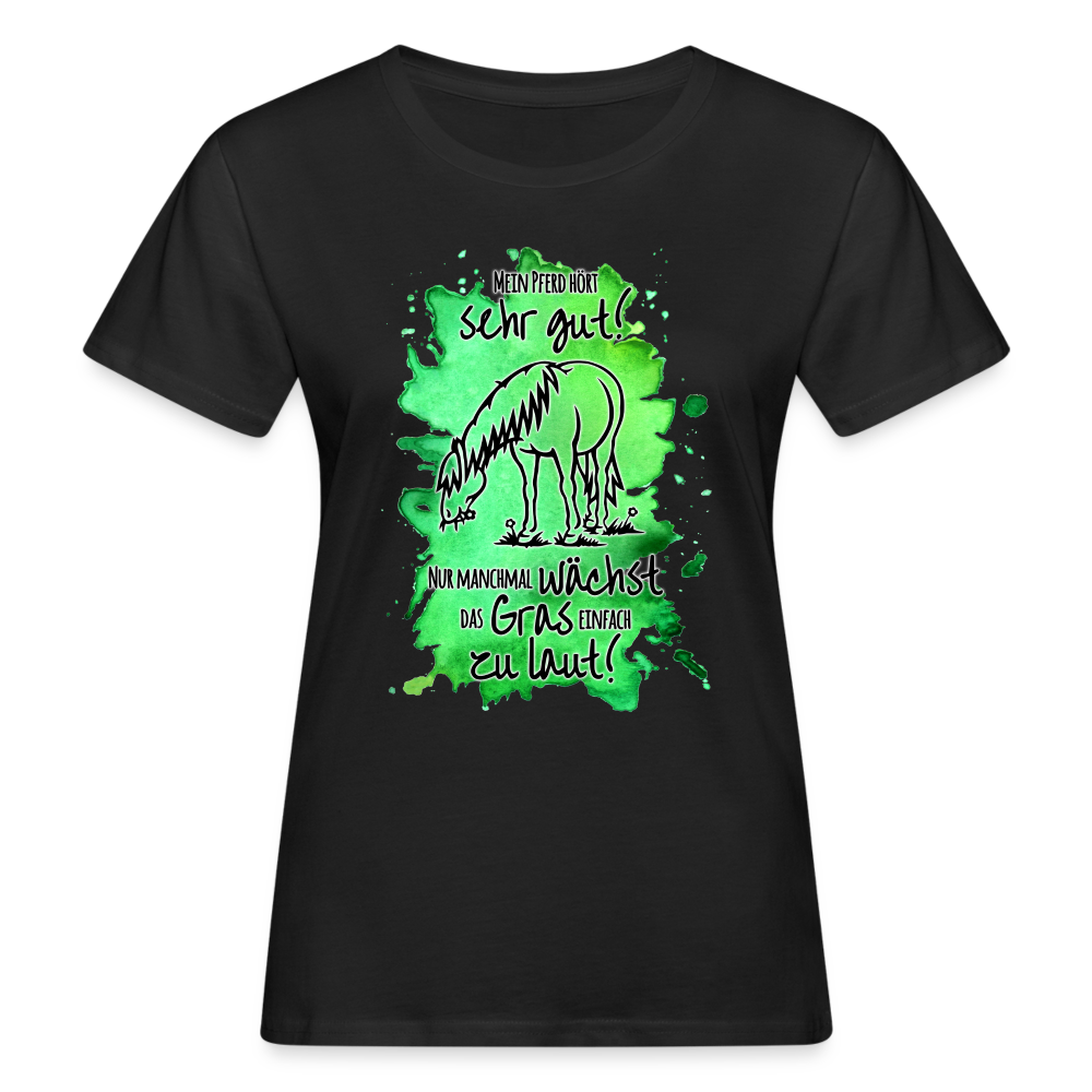 "Lautes Gras" Aquarell-Stil - Frauen Bio-T-Shirt - Schwarz