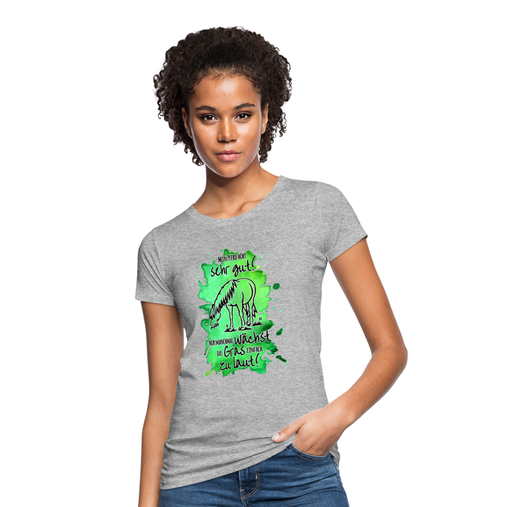 "Lautes Gras" Aquarell-Stil - Frauen Bio-T-Shirt - Grau meliert
