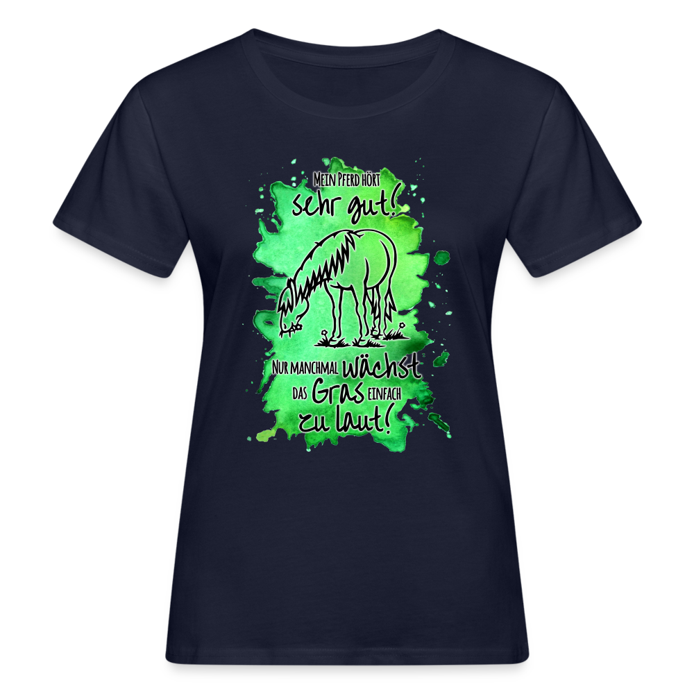 "Lautes Gras" Aquarell-Stil - Frauen Bio-T-Shirt - Navy