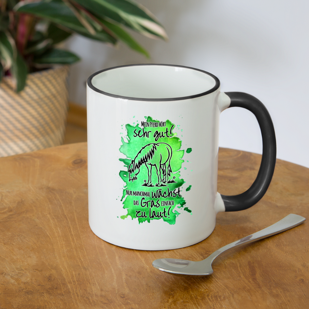 "Lautes Gras" Aquarell-Stil - Tasse zweifarbig - Weiß/Schwarz