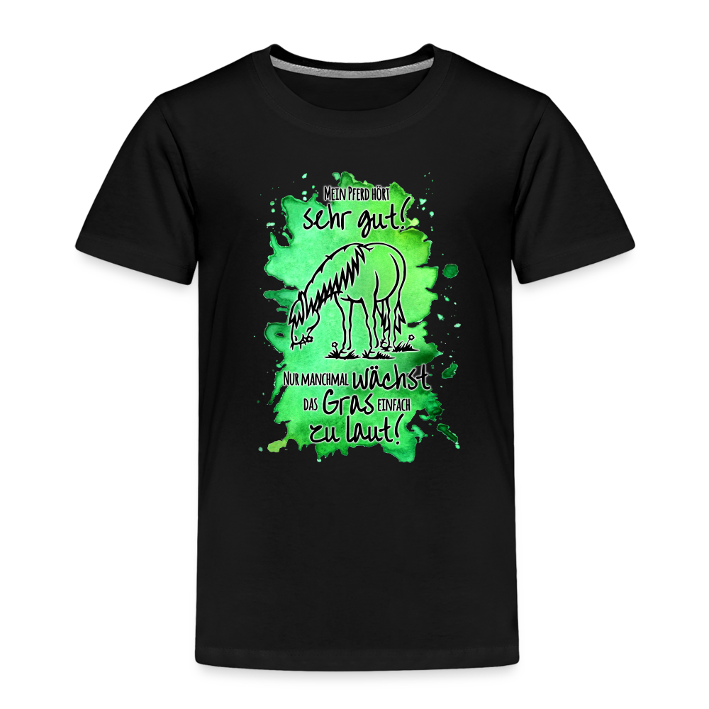 "Lautes Gras" Aquarell-Stil - Kinder T-Shirt - Schwarz