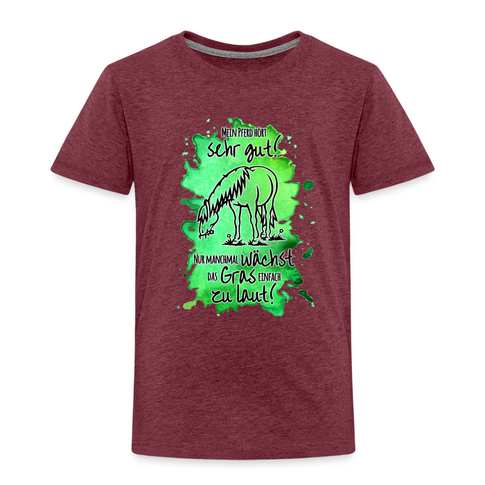"Lautes Gras" Aquarell-Stil - Kinder T-Shirt - Bordeauxrot meliert