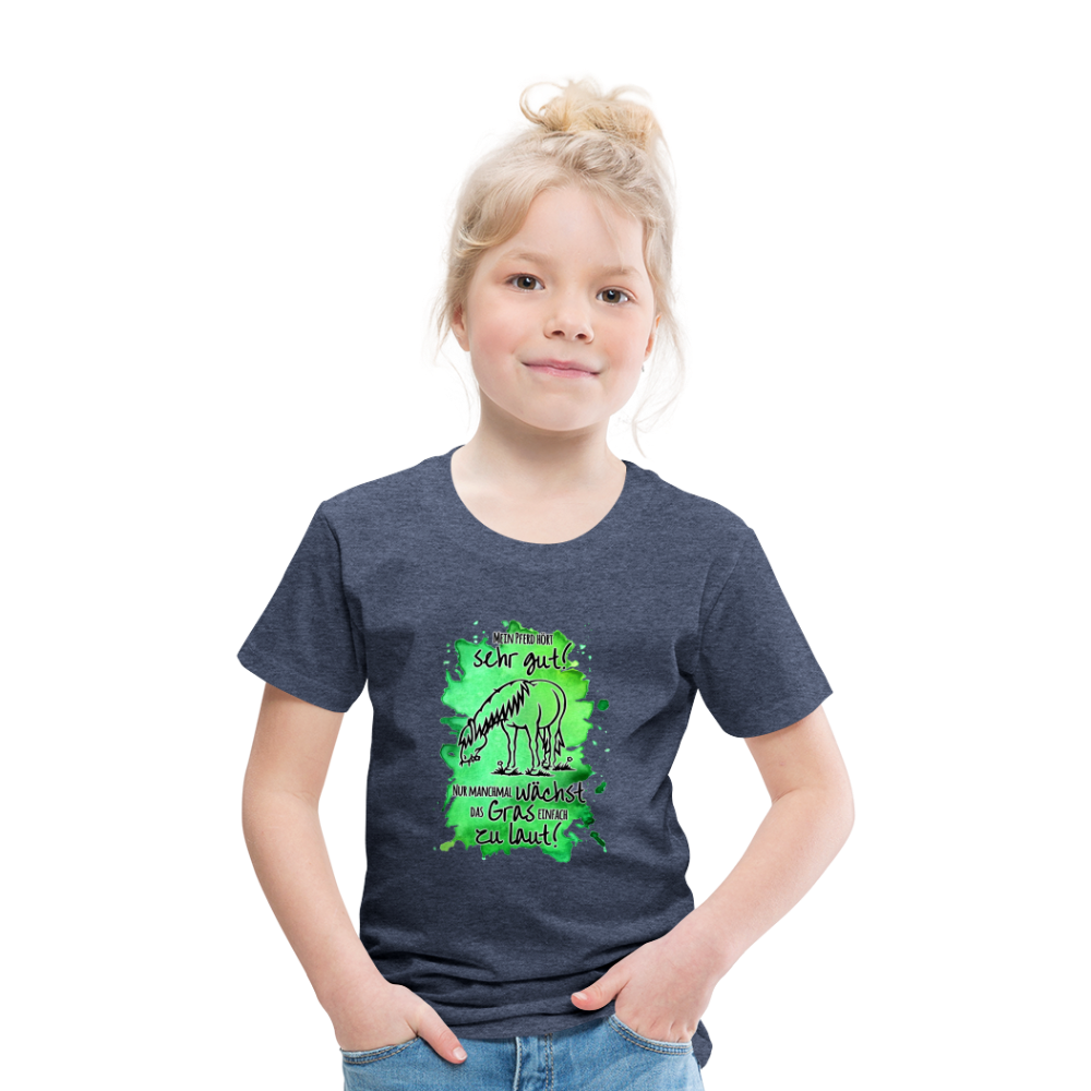 "Lautes Gras" Aquarell-Stil - Kinder T-Shirt - Blau meliert