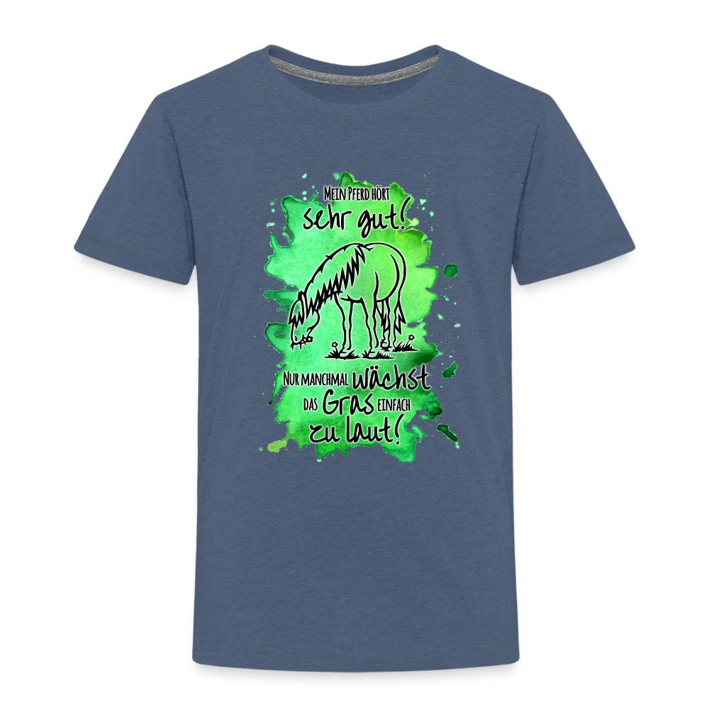 "Lautes Gras" Aquarell-Stil - Kinder T-Shirt - Blau meliert