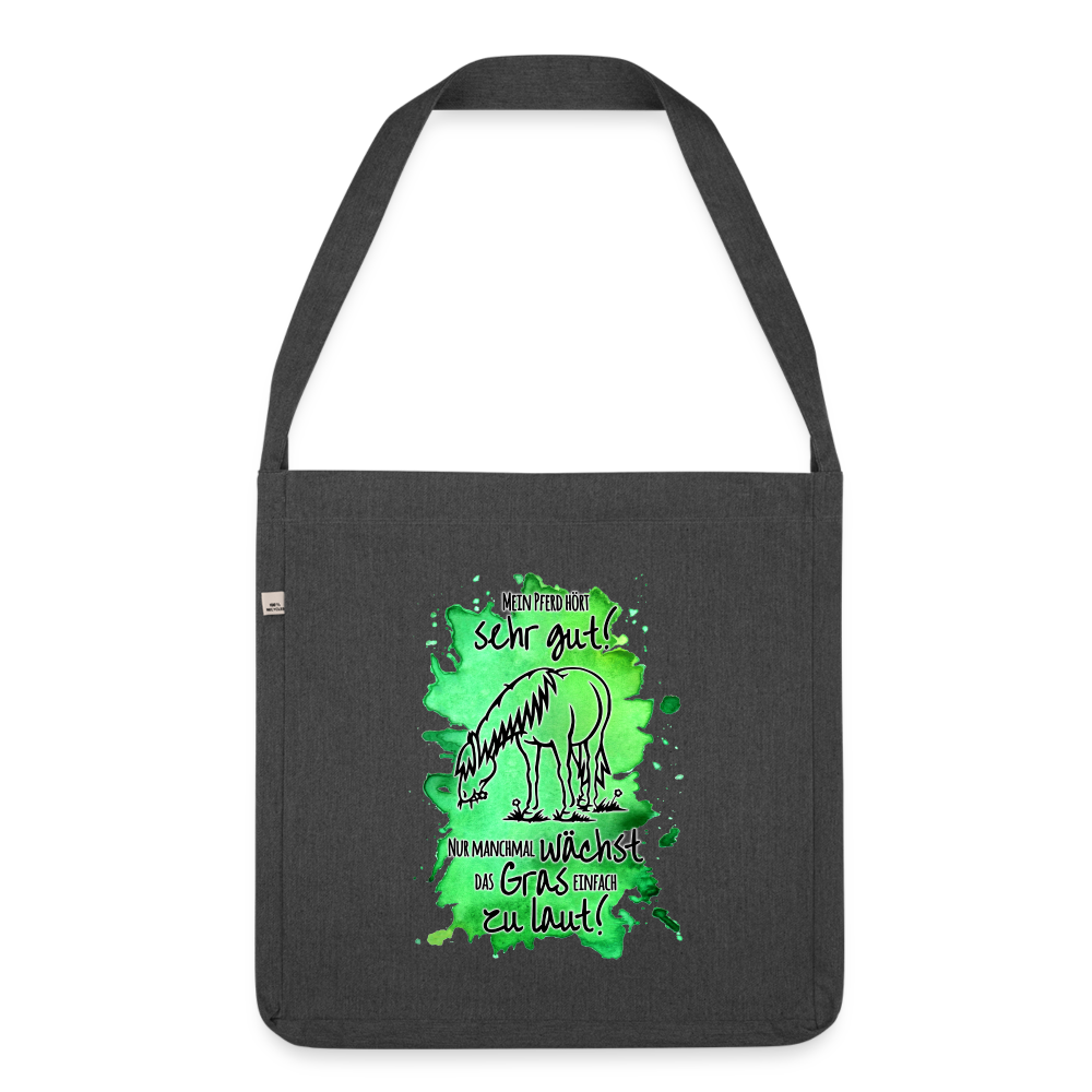 "Lautes Gras" Aquarell-Stil - Schultertasche - Schwarz meliert