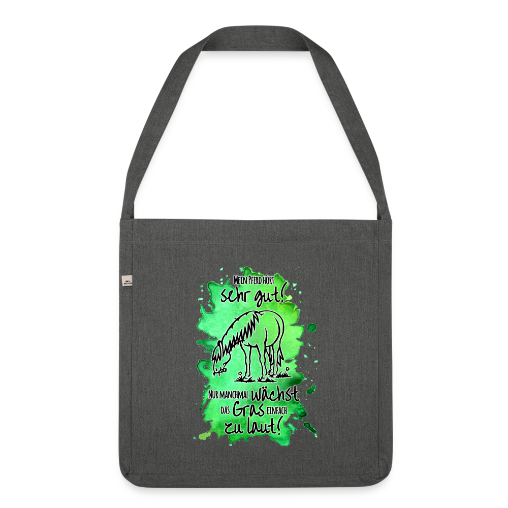 "Lautes Gras" Aquarell-Stil - Schultertasche - Dunkelgrau meliert