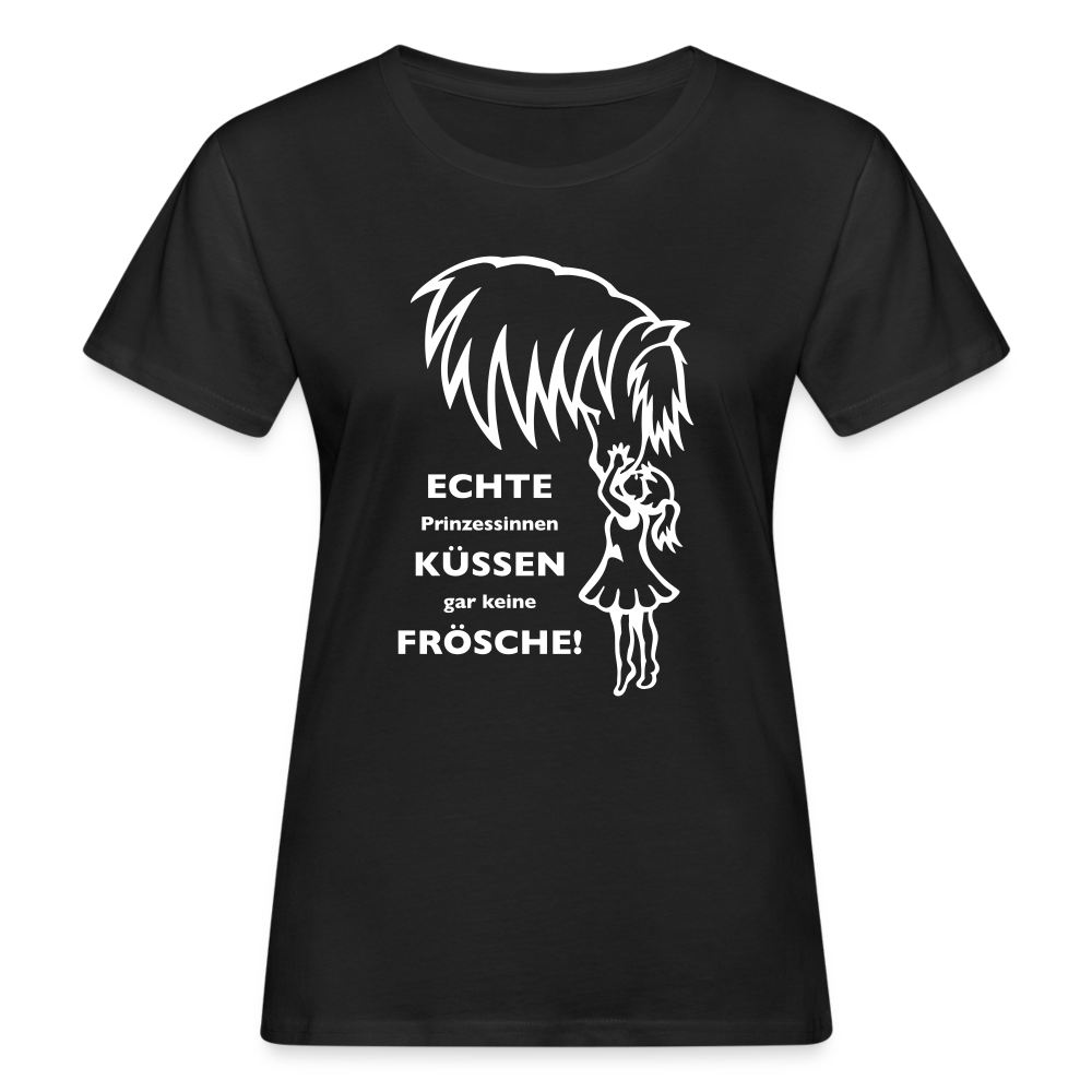 "Prinzessinnen-Kuss" Grafik-Stil - Frauen Bio-T-Shirt - Schwarz