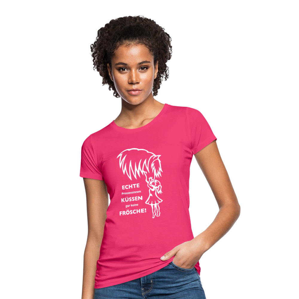 "Prinzessinnen-Kuss" Grafik-Stil - Frauen Bio-T-Shirt - Neon Pink