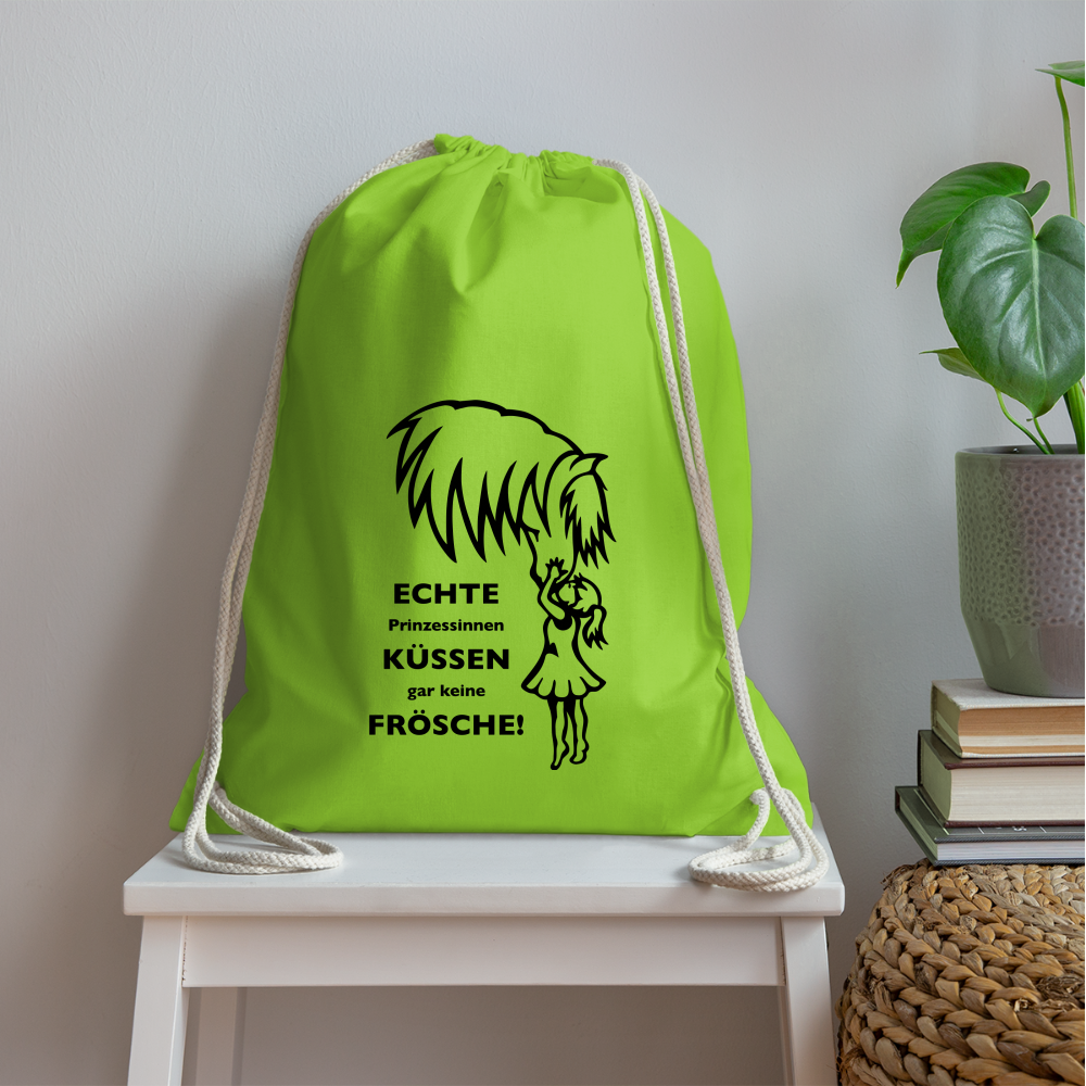 "Prinzessinnen-Kuss" Grafik-Stil - Stallbeutel - Neongrün