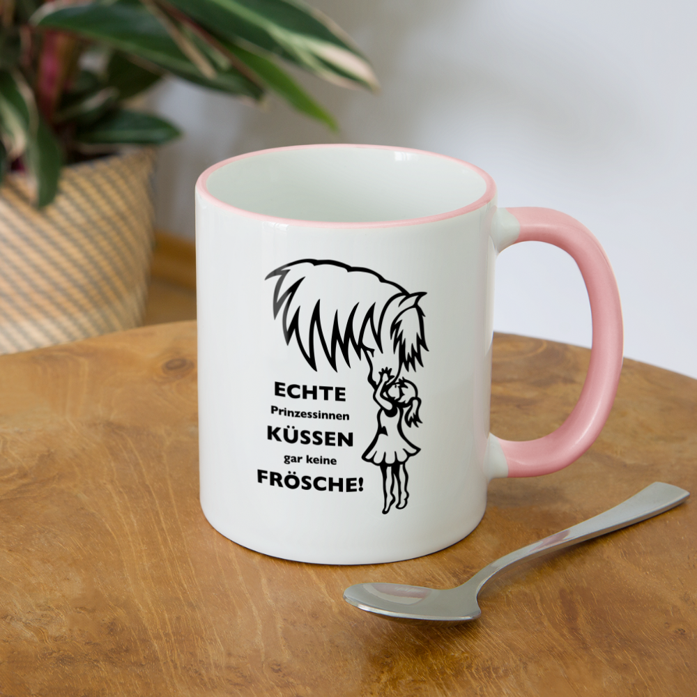 "Prinzessinnen-Kuss" Grafik-Stil - Tasse zweifarbig - Weiß/Pink