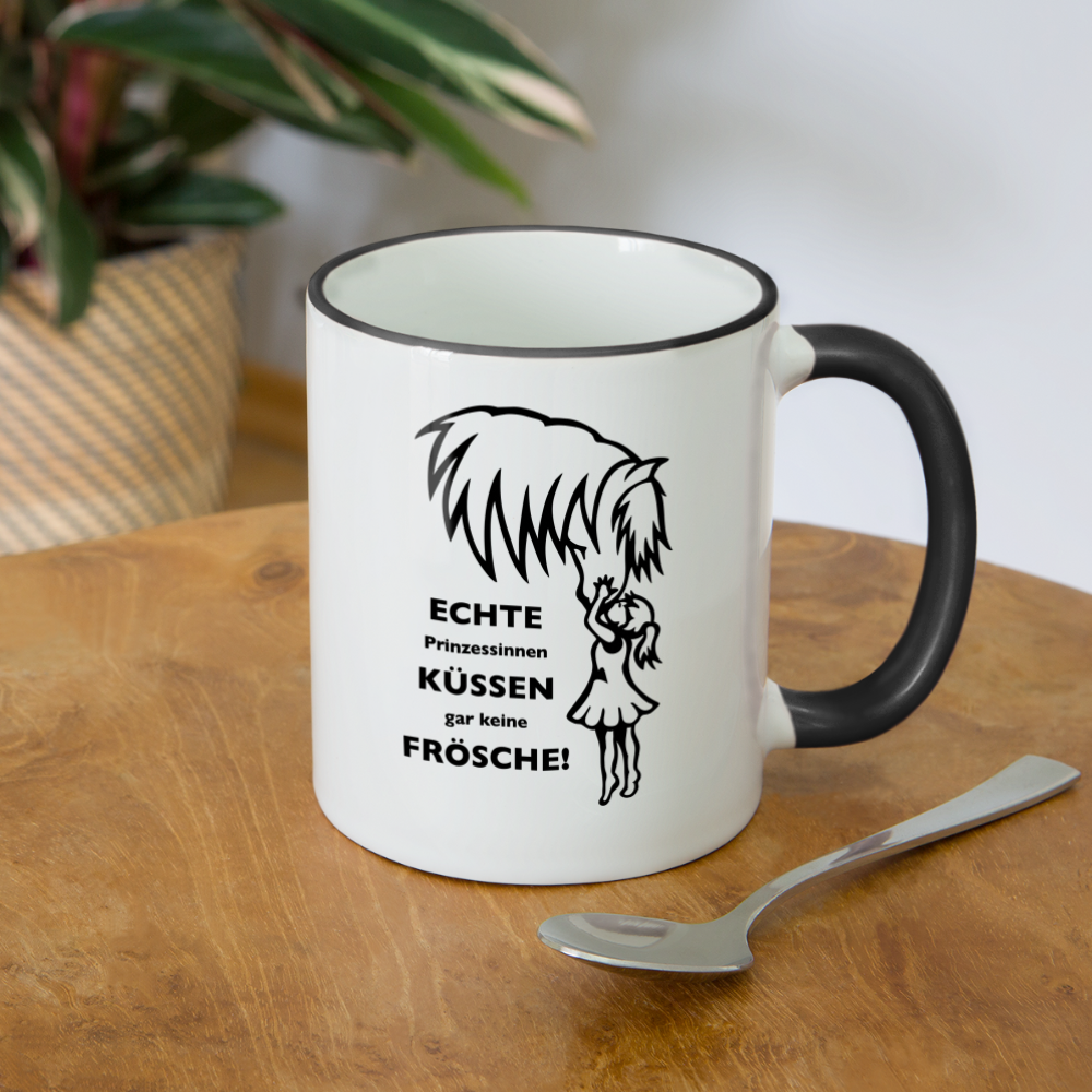"Prinzessinnen-Kuss" Grafik-Stil - Tasse zweifarbig - Weiß/Schwarz