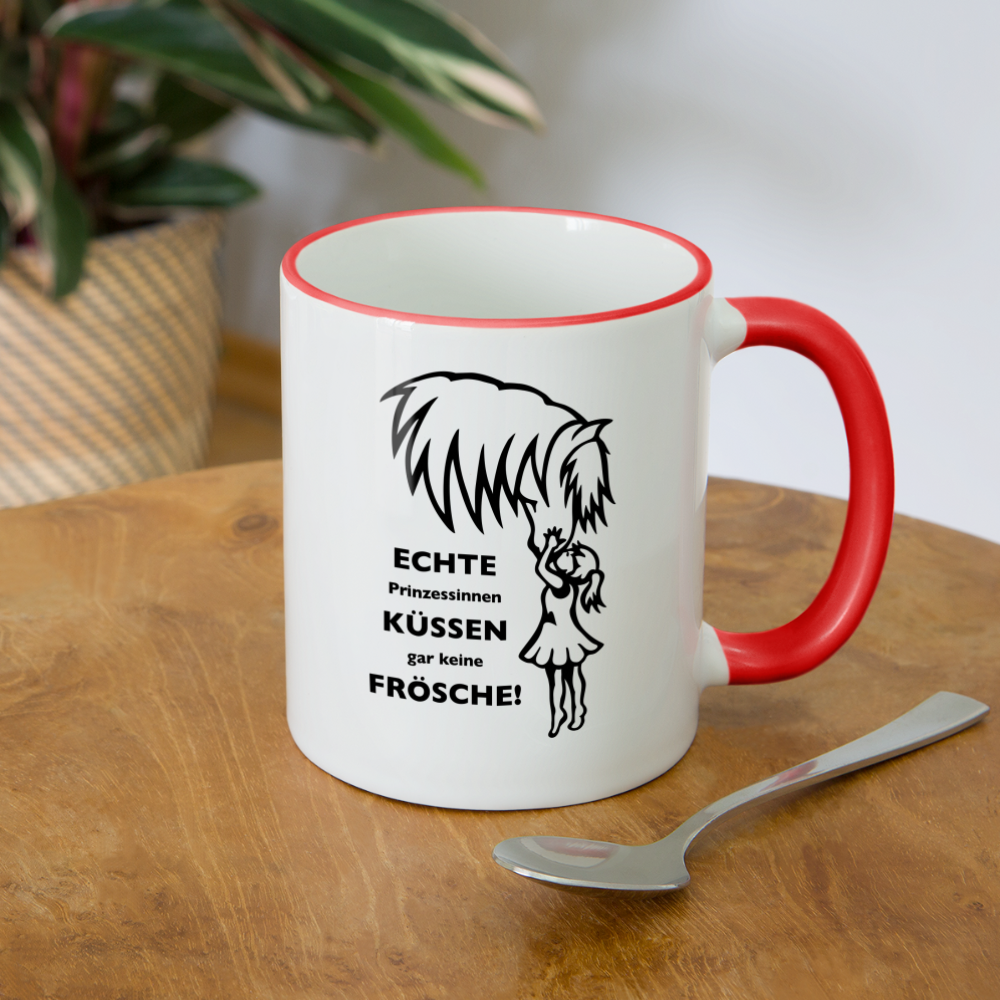 "Prinzessinnen-Kuss" Grafik-Stil - Tasse zweifarbig - Weiß/Rot
