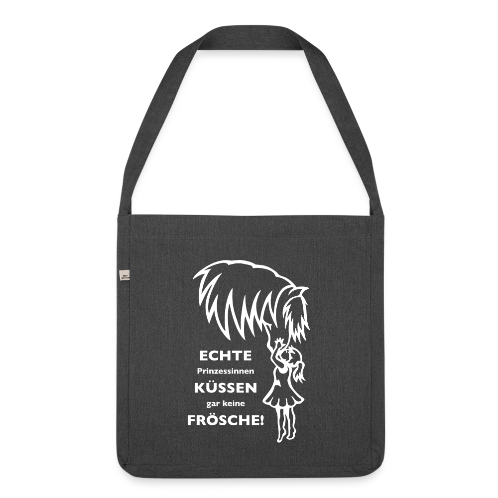 "Prinzessinnen-Kuss" Grafik-Stil - Schultertasche - Schwarz meliert