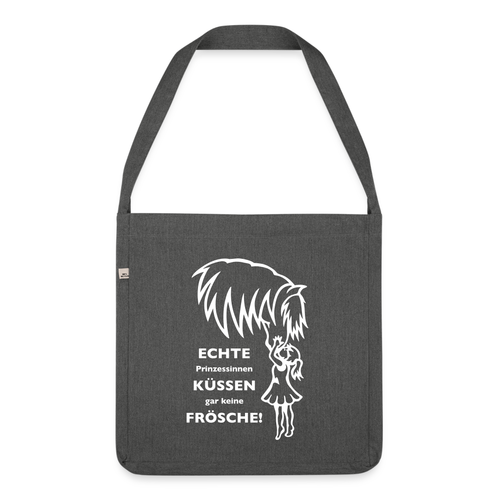 "Prinzessinnen-Kuss" Grafik-Stil - Schultertasche - Dunkelgrau meliert