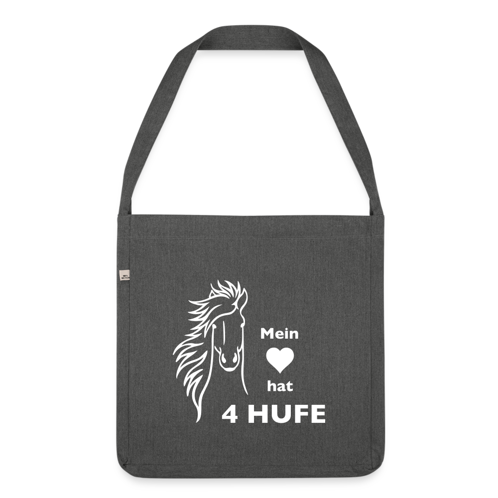 "Mein Herz hat 4 Hufe" Grafik-Stil - Schultertasche - Dunkelgrau meliert