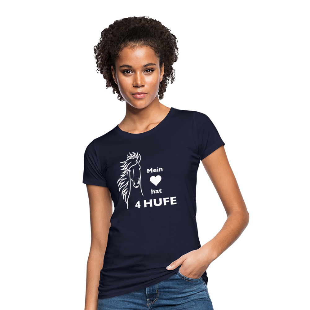 "Mein Herz hat 4 Hufe" Grafik-Stil - Frauen Bio-T-Shirt - Navy
