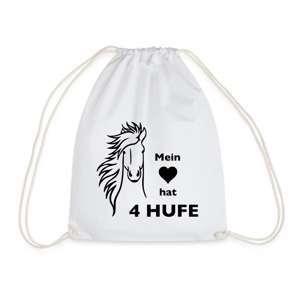 "Mein Herz hat 4 Hufe" Grafik-Stil - Stallbeutel - weiß
