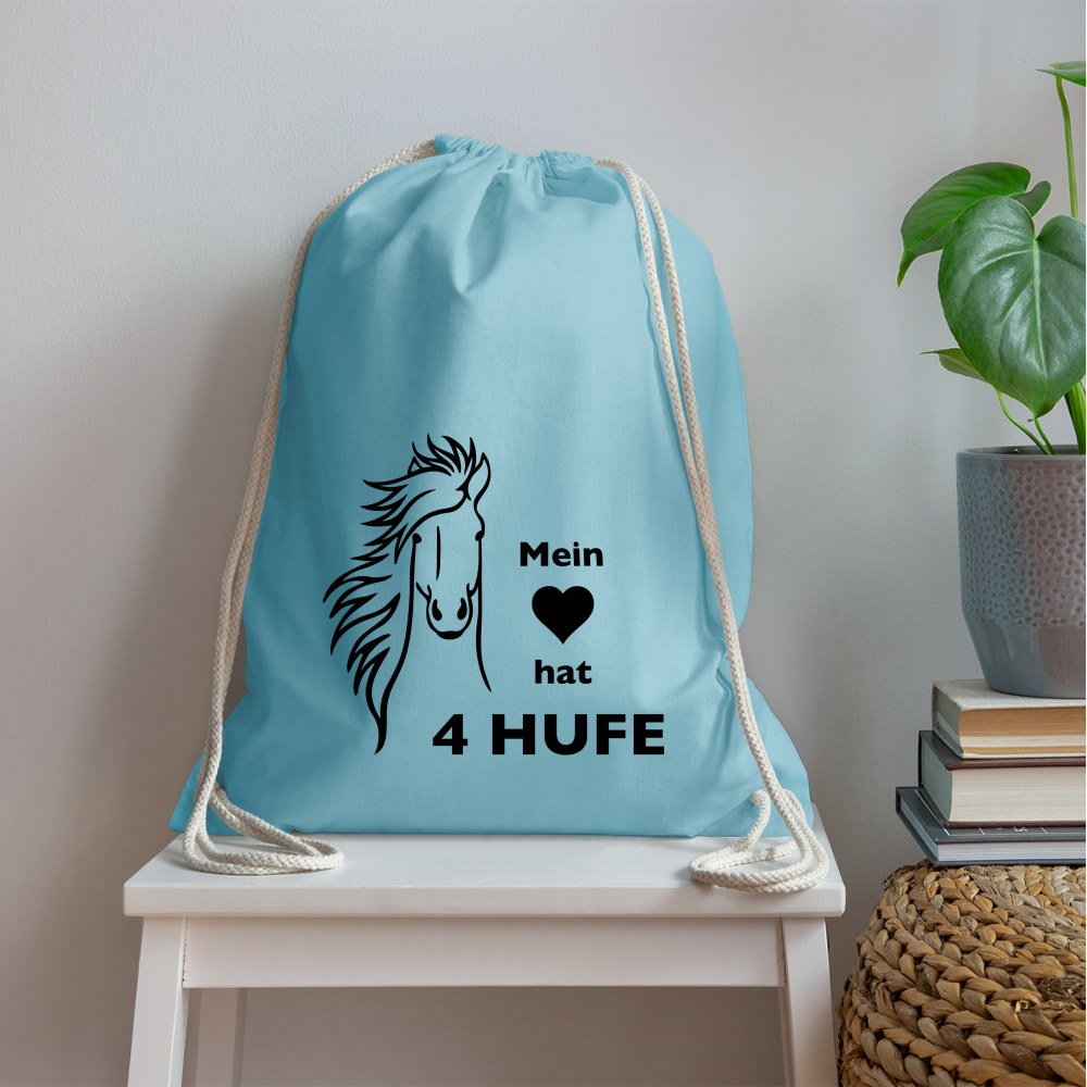 "Mein Herz hat 4 Hufe" Grafik-Stil - Stallbeutel - Aqua