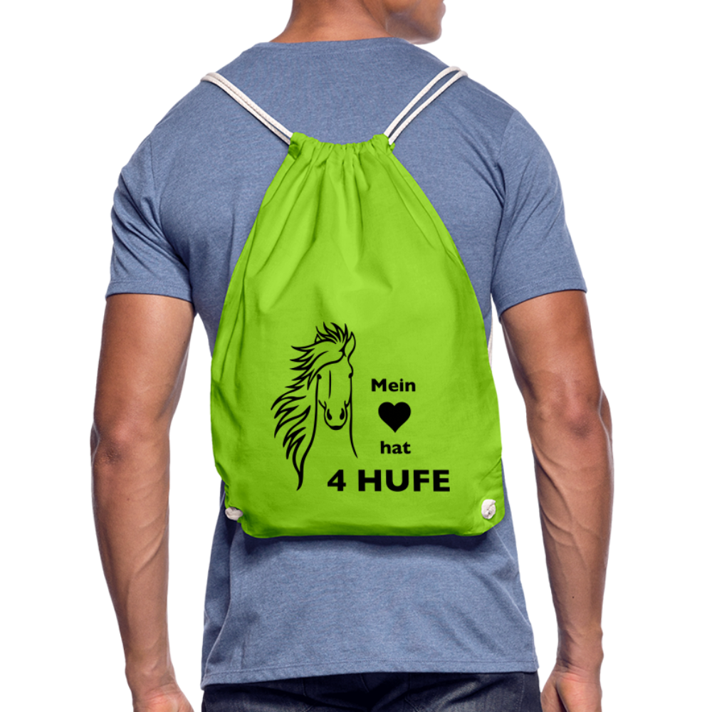 "Mein Herz hat 4 Hufe" Grafik-Stil - Stallbeutel - Neongrün