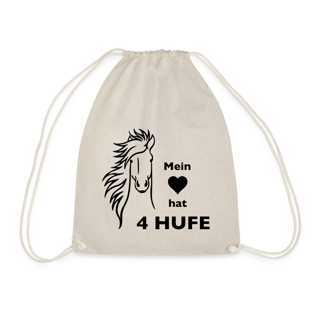 "Mein Herz hat 4 Hufe" Grafik-Stil - Stallbeutel - Natur