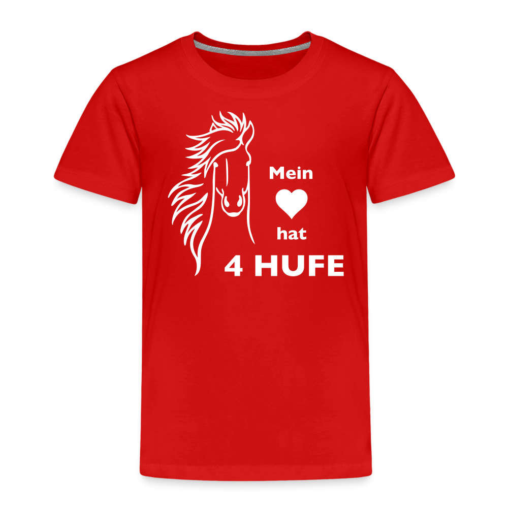 "Mein Herz hat 4 Hufe" Grafik-Stil - Kinder T-Shirt - Rot