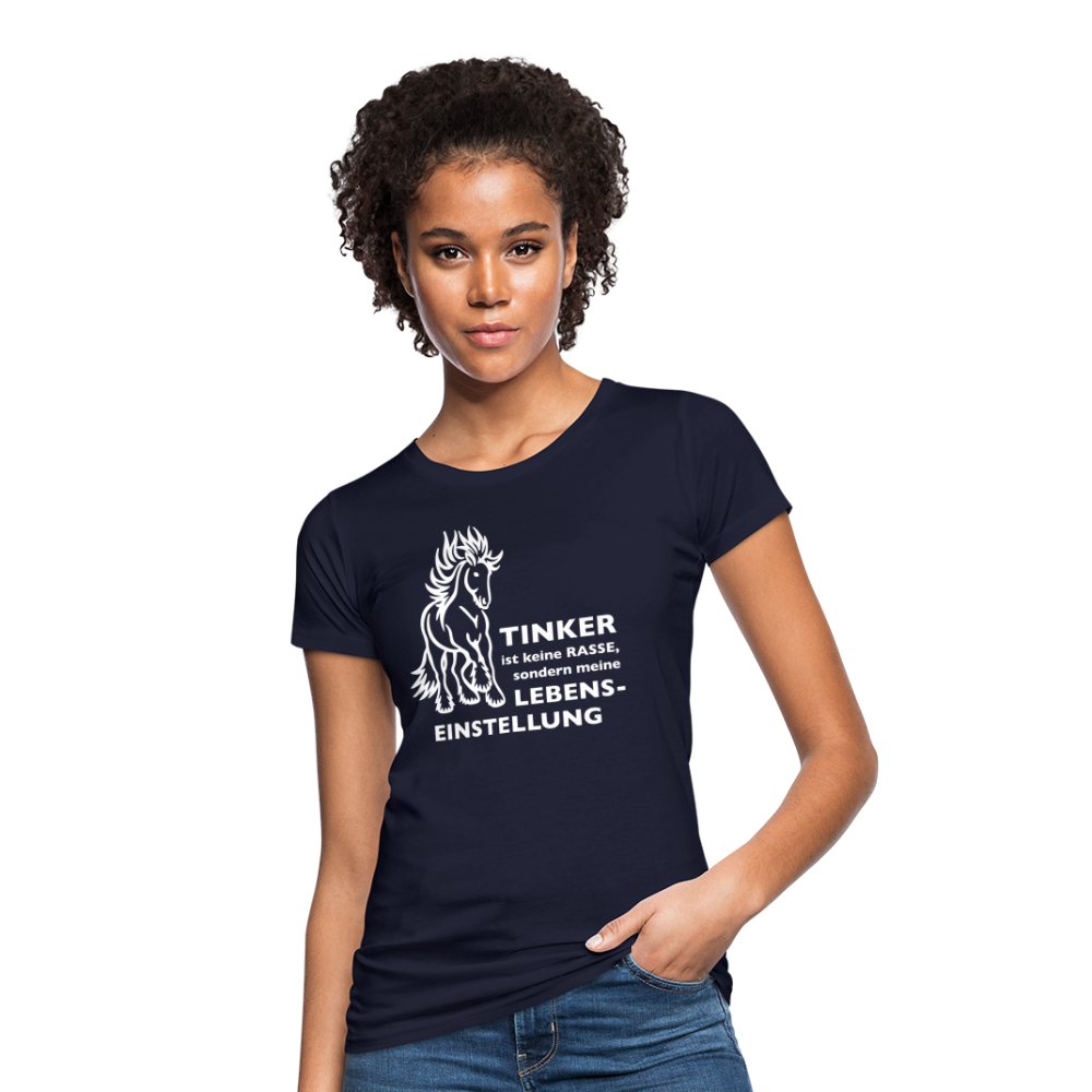 "Lebenseinstellung Tinker" Grafik-Stil - Frauen Bio-T-Shirt - Navy
