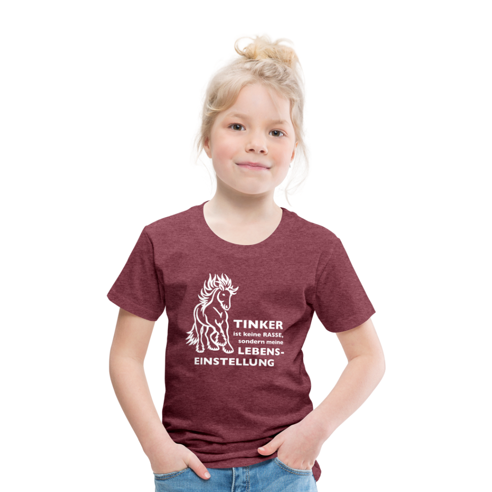 "Lebenseinstellung Tinker" Grafik-Stil - Kinder T-Shirt - Bordeauxrot meliert