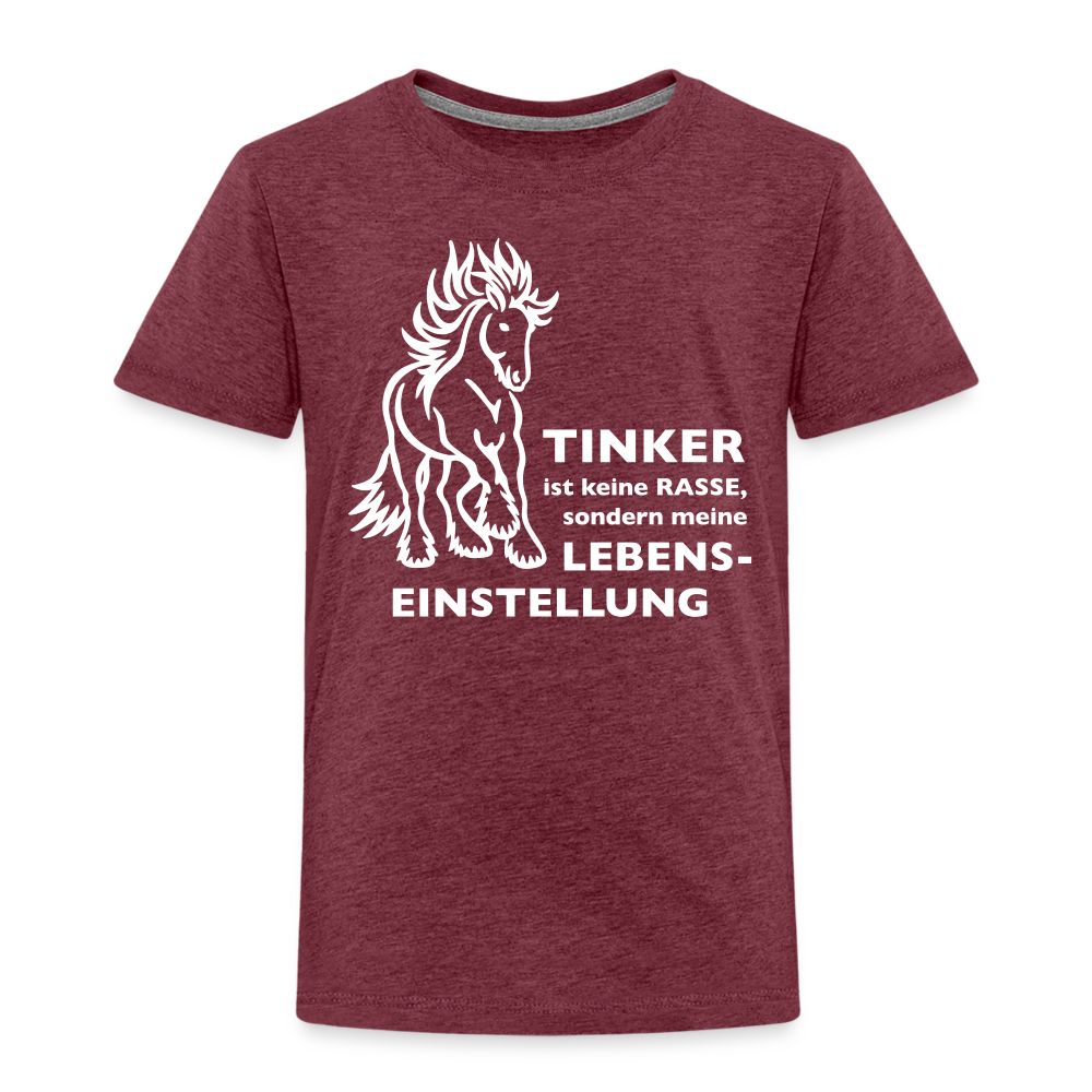 "Lebenseinstellung Tinker" Grafik-Stil - Kinder T-Shirt - Bordeauxrot meliert