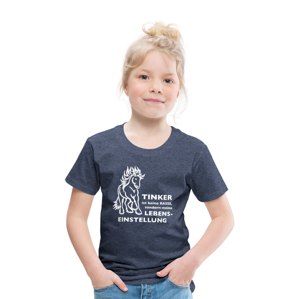 "Lebenseinstellung Tinker" Grafik-Stil - Kinder T-Shirt - Blau meliert