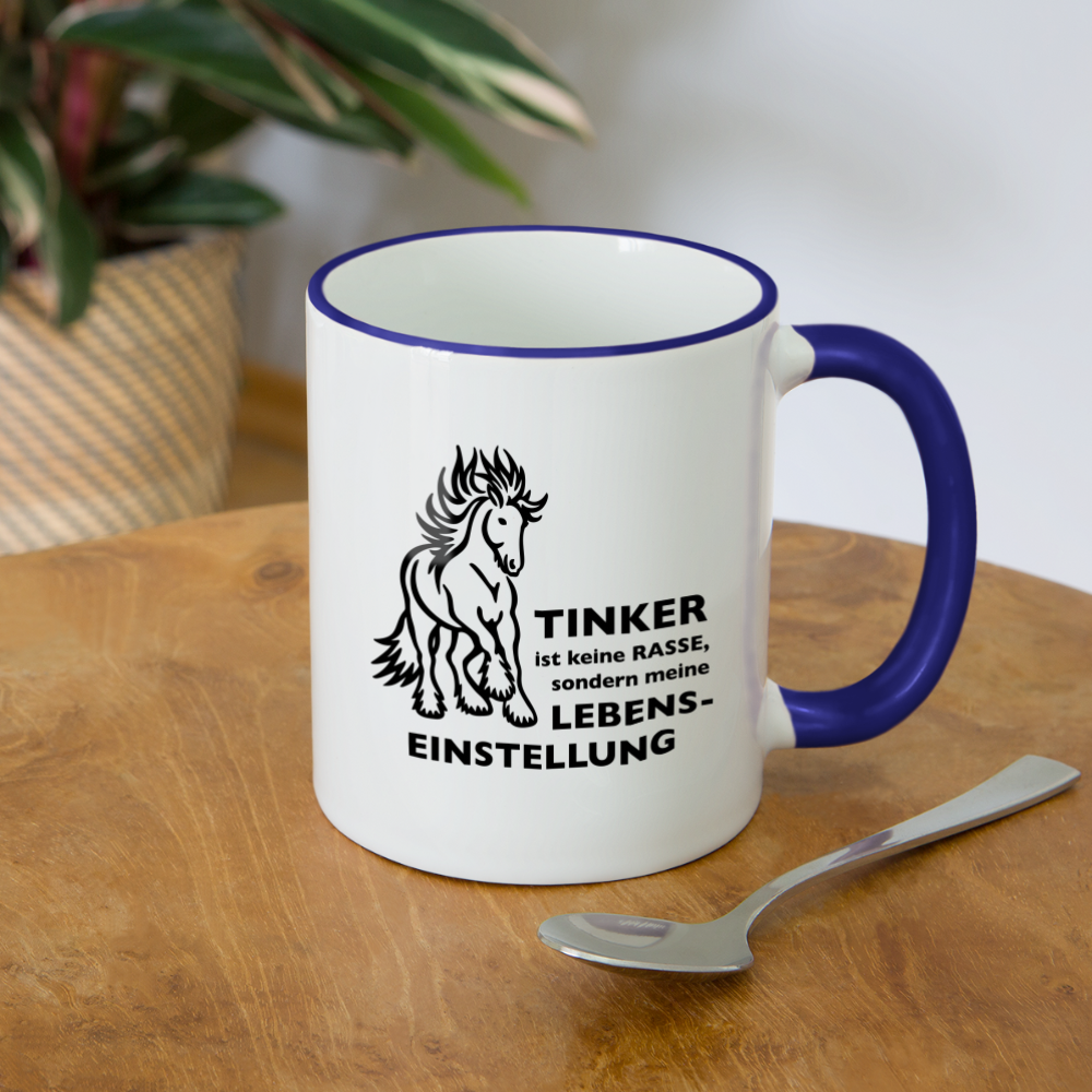 "Lebenseinstellung Tinker" Grafik-Stil - Tasse zweifarbig - Weiß/Kobaltblau