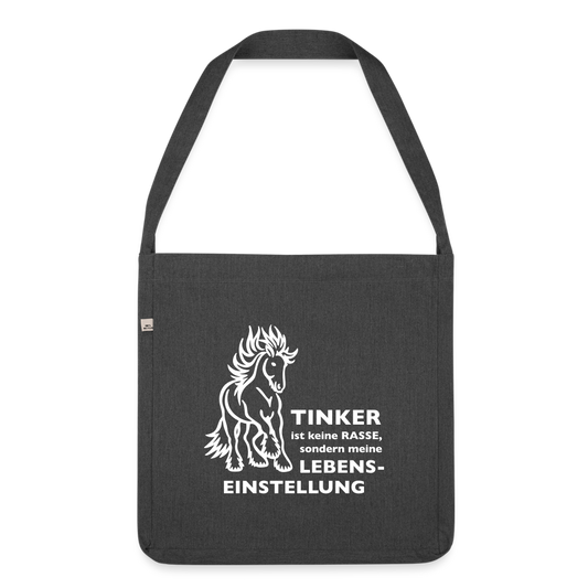 "Lebenseinstellung Tinker" Grafik-Stil - Schultertasche - Schwarz meliert