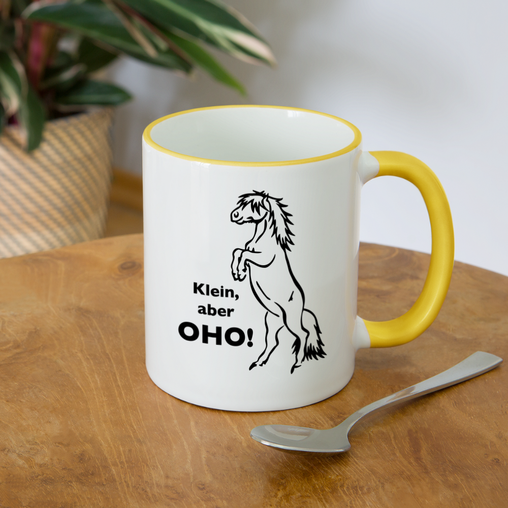 "Oho!" Grafik-Stil - Tasse zweifarbig - Weiß/Gelb
