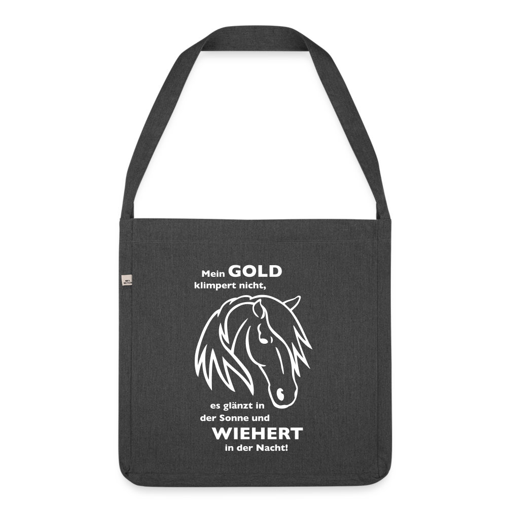 "Mein Gold wiehert" Grafik-Stil - Schultertasche - Schwarz meliert