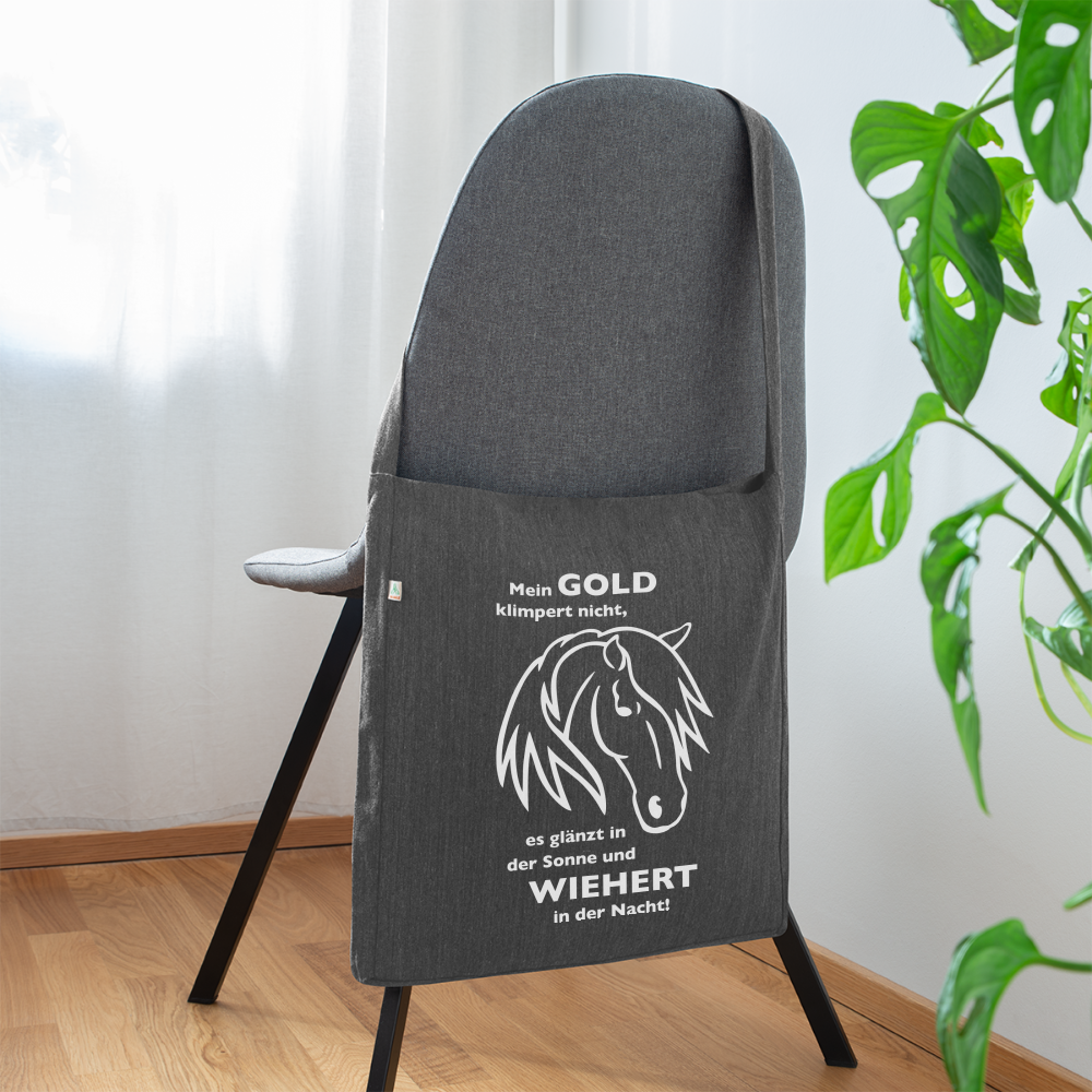 "Mein Gold wiehert" Grafik-Stil - Schultertasche - Dunkelgrau meliert