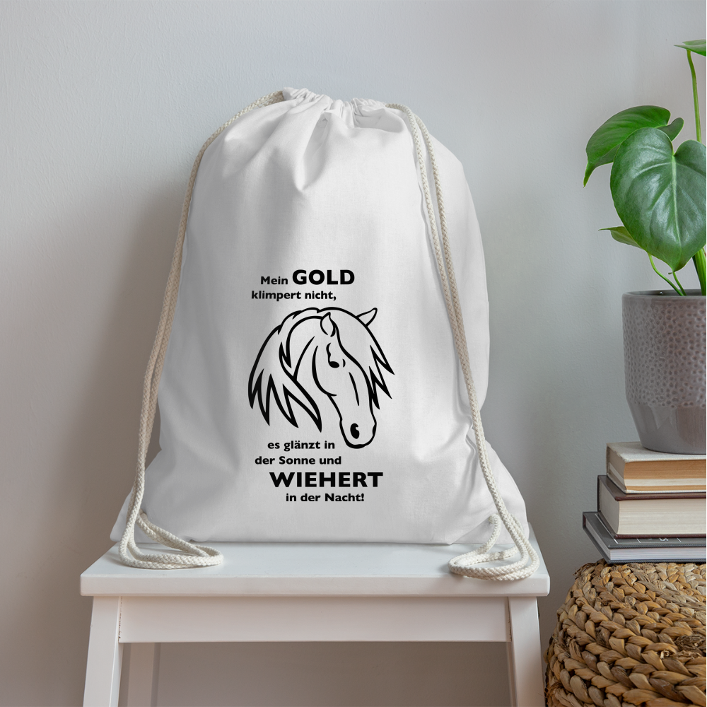 "Mein Gold wiehert" Grafik-Stil - Stallbeutel - weiß